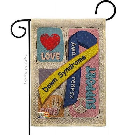 Breeze Decor BD-ST-G-115088-IP-DB-D-US13-BD 13 x 18.5 in. Down Syndrome Burlap Inspirational Support Impressions Decorative Vertical Double Sided Garden Flag