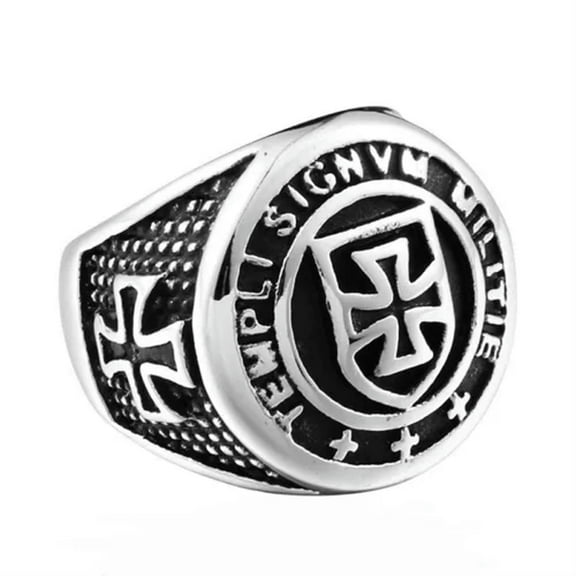 GKNET Mens Masonic Knights Templar Ring Cross Shield Men Stainless Steel Size 7-13