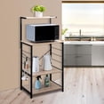 thumbnail image 4 of 4 Tier Standing Baker's Rack, Microwave Oven Stand with 4 Hooks, Coffee Station, Utility Kitchen Storage Shelf for Spices/Pots/Pans (Oak, 23.6"W x 15.7"D x 48.5"H), 4 of 8