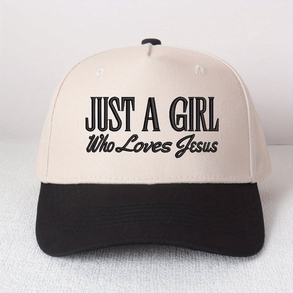 JUST A GIRL Who Loves Jesus Embroidered Trucker Hat - Floral Cross Design, Women's Fashion Christian Cap