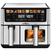 LifeImpree 11 QT Dual Basket Air Fryer with Viewing Window, 1800W Digital Air Fryer, Sync Finish & Dual Cook, 12 One-Touch Presets, 100°F–400°F