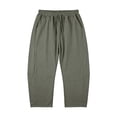 thumbnail image 4 of Xijirk Women Cropped Wide Leg Casual Trousers with Elastic Adjustable Tie Waist Side Storage Pockets Airy Light Soft Relaxed Fit Pants for Daily Beach Home Outdoor Leisure Wear,1Army Green,L, 4 of 8