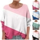 thumbnail image 1 of Camisas de otoño,Camiseta de mujer, cuello redondo, manga larga, informal, poliéster, estampado liso, corte regular para uso diario, sopatenor, 1 of 8