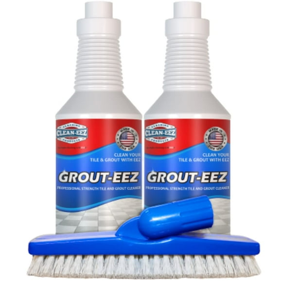 clean-eez grout cleaner with Free Stand-Up Brush - Stain Remover Heavy-Duty Scrubber - Bathroom Shower ceramic Porcelain - Easy control Flip Top cap - 32 oz