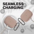 thumbnail image 4 of Insten Liquid Silicone Case For AirPods Pro 2019 Earbuds, Protective Soft Gel Cover Skin with Portable Keychain, Supports Wireless Charging [Front LED Visible] Sand Pink, 4 of 9