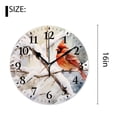 thumbnail image 2 of 16 Inch Wall Clock Battery Operated Silent Clock Decorative for Office, Kitchen, Outdoor, Living Room，Winter Red Bird Watercolor Merry Christmas Pattern, 2 of 4