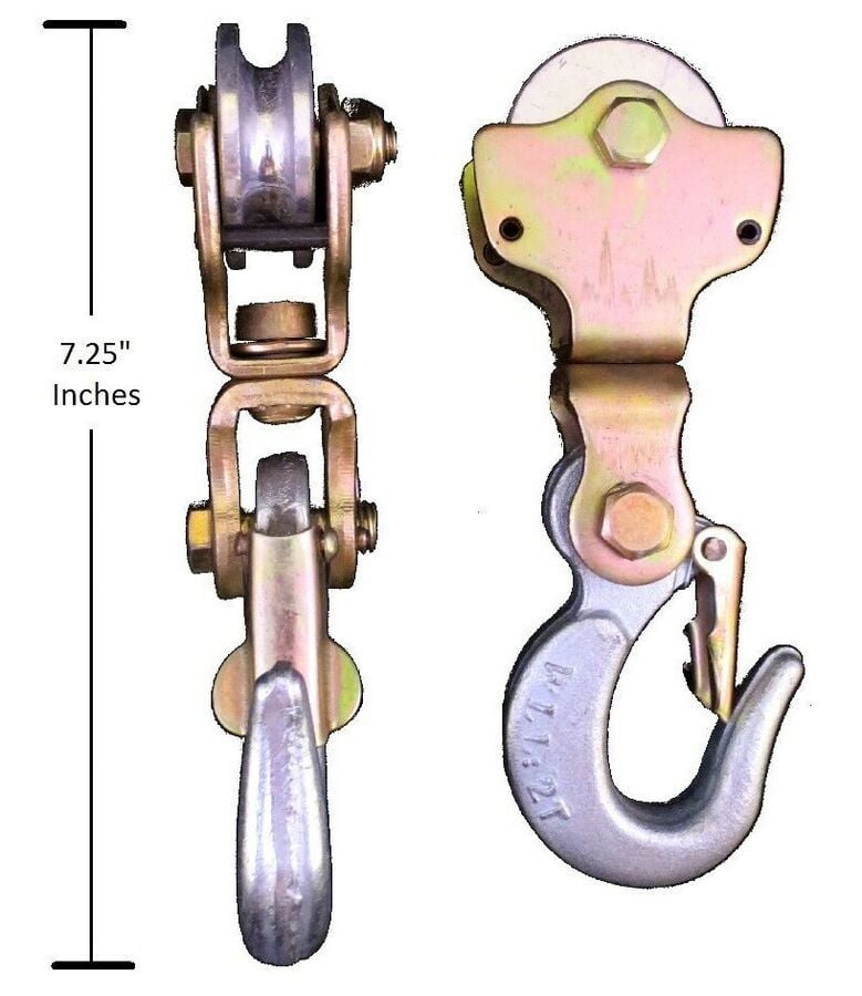 Wire Rope Pulley Block w 2Ton Swivel Eye Hoist Hook Snatch Block Sheive Anodized