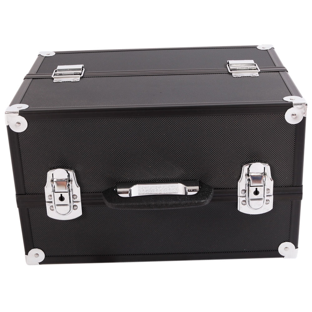 SM2083 Aluminum Alloy Makeup Train Case Jewelry Box Organizer Black