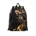 thumbnail image 2 of Lsque Pug Wearing Sunglasses Flowers Pattern Canvas Daypack, Durable Backpack, High-quality Versatile Backpack,Vintage Compact Backpack-Medium, 2 of 6