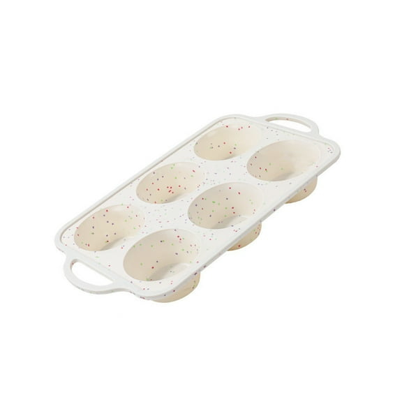 Silicone Muffin Pan, 6-Cup Nonstick Baking Tray with Speckled Design, Oven & Dishwasher Safe up to 446°F