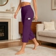 thumbnail image 2 of NinXxx Women's Plus Size Pleated Waist Wide Leg Cropped Yoga Pants Dark Purple XXL, 2 of 4