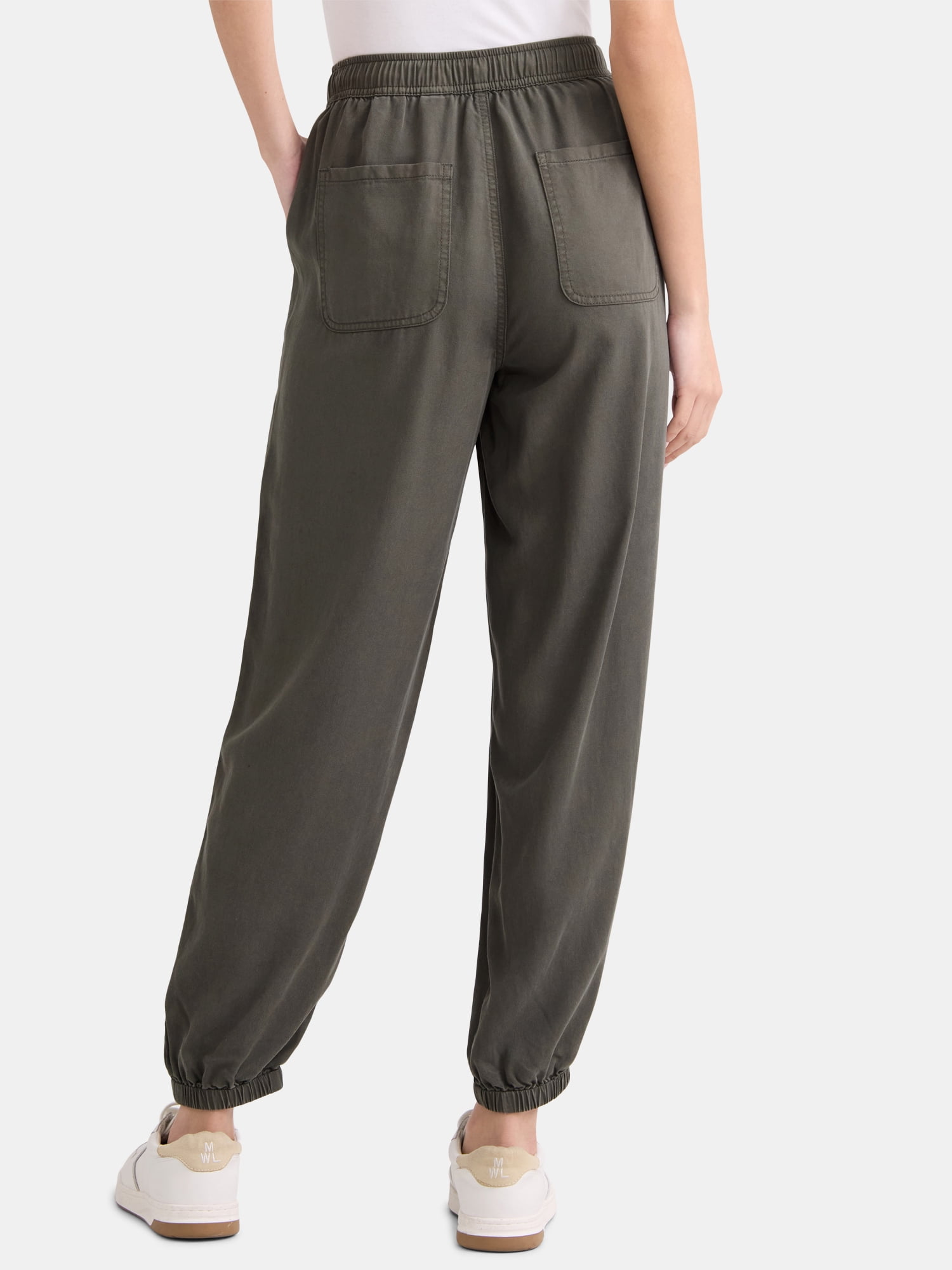 Time and Tru Women's High Rise Parachute Jogger Pants, 28" Inseam, Sizes XS-XXXL