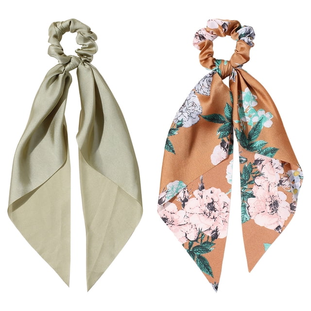 Bow Ponytail Barrette Hair Ties Elastic Hair Ties Cute Hair Scarf Ribbons para niñas y mujeres, juego de 2 Adepaton BST3007862-4