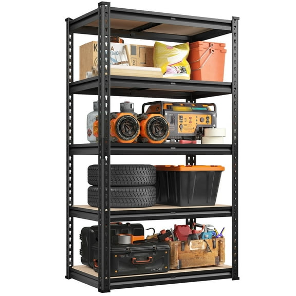 REIBII 5 Tier Garage Shelving Heavy Duty 1800LBS Storage Shelves Units,28"Lx12"Wx60"H