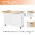 thumbnail image 7 of "HLR 51.7"" W Rolling Kitchen Island, Adjustable Shelves, Breakfast Bar with Storage, White", 7 of 7