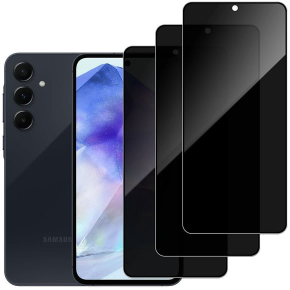 ZYQEEE [3 Pack] Privacy Screen Protector Compatible for Samsung Galaxy A55 6.6-inch, Anti-Spy Tempered Glass Film, Scratch Resistant, Easy Install, Bubble-Free