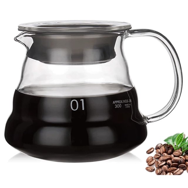 Glass Coffee Server for Drip Coffee Maker, Standard Glass Coffee Carafe, Coffee Pot with Lid, Clear, 01 360ml(12oz)