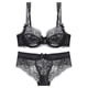 thumbnail image 1 of Gibobby Ropa interior mujer sexy Lencería de Malla Sexy para Mujer Conjunto de Ropa Interior de Vendaje Envoltura de Pecho Bragas Huecas Conjunto de Sujetadores(Negro, 85C), 1 of 3