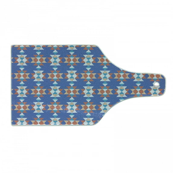 Aztec Cutting Board, Retro Layout of Triangles Composition Native Vibes, Decorative Tempered Glass Cutting and Serving Board, in 3 Sizes, by Ambesonne