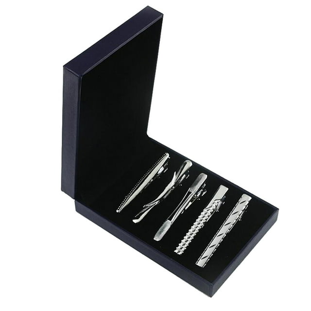 5pcs Clip De Clips Tie Color Plata Con Estuche De Almacenamiento Accesorios Para Hombre Yinane Clip de corbata para hombre