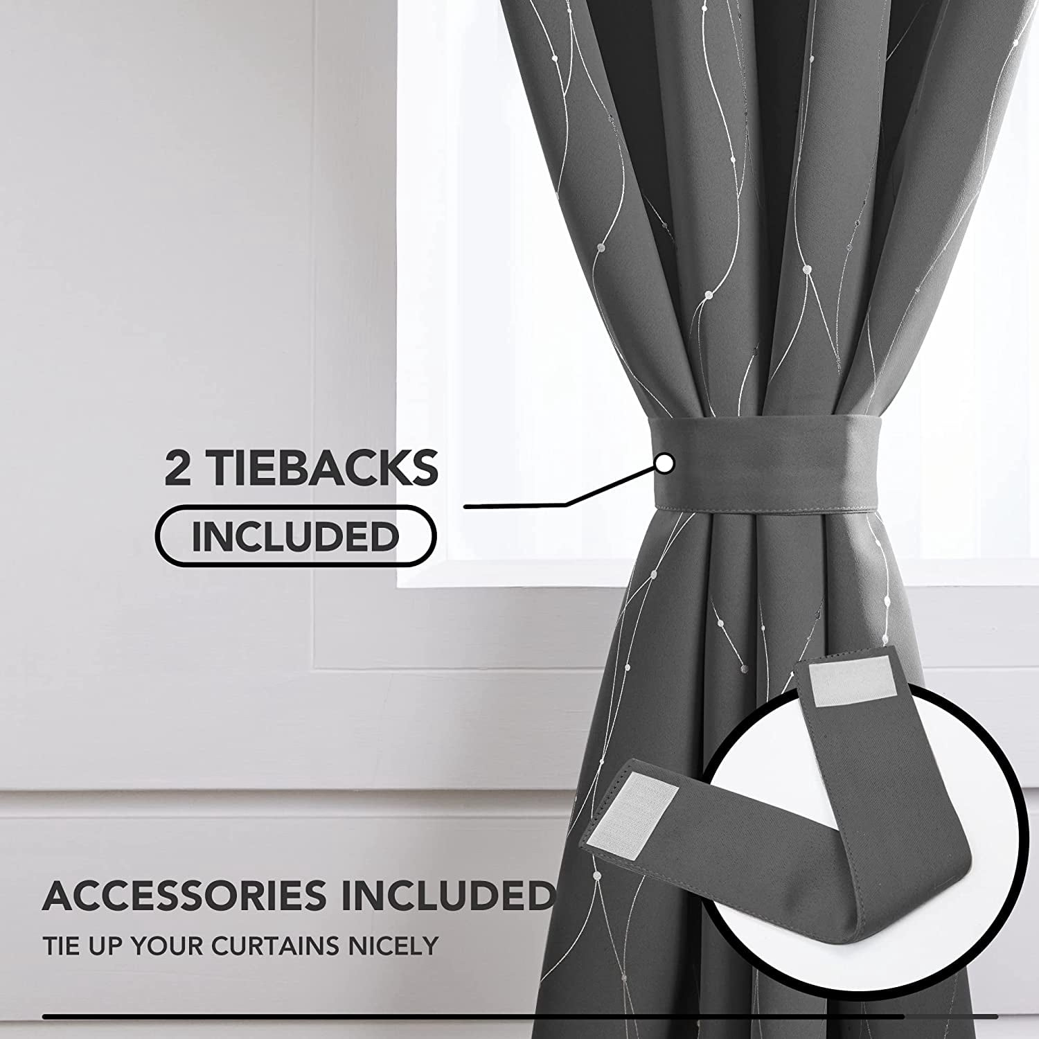 Bailu Grey Blackout Grommet Curtains for Bedroom and Living Room, 63 Inch Long - Thermal Insulated Window Curtains, Dots Pattern (52 x 63 Inch, Dark Grey, 1 Panels), W52 X L63