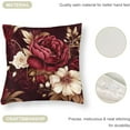 thumbnail image 4 of 16"x16" Throw Pillow Cover Square Elegant Burgundy Floral Satin Cushion Covers Vintage Gold Burgundy Flowers Leaves Bed Pillows Decorative Home Decoration for Sofa Couch Living Bed Room Zippered, 4 of 7
