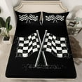 thumbnail image 2 of Feelyou Checkered Flag Teens Full Size Sheets, Black White Buffalo Plaid Bed Sheets, Modern Race Car Sports Sheet Sets, Luxury Bedroom Decor, 4pcs, 2 of 7