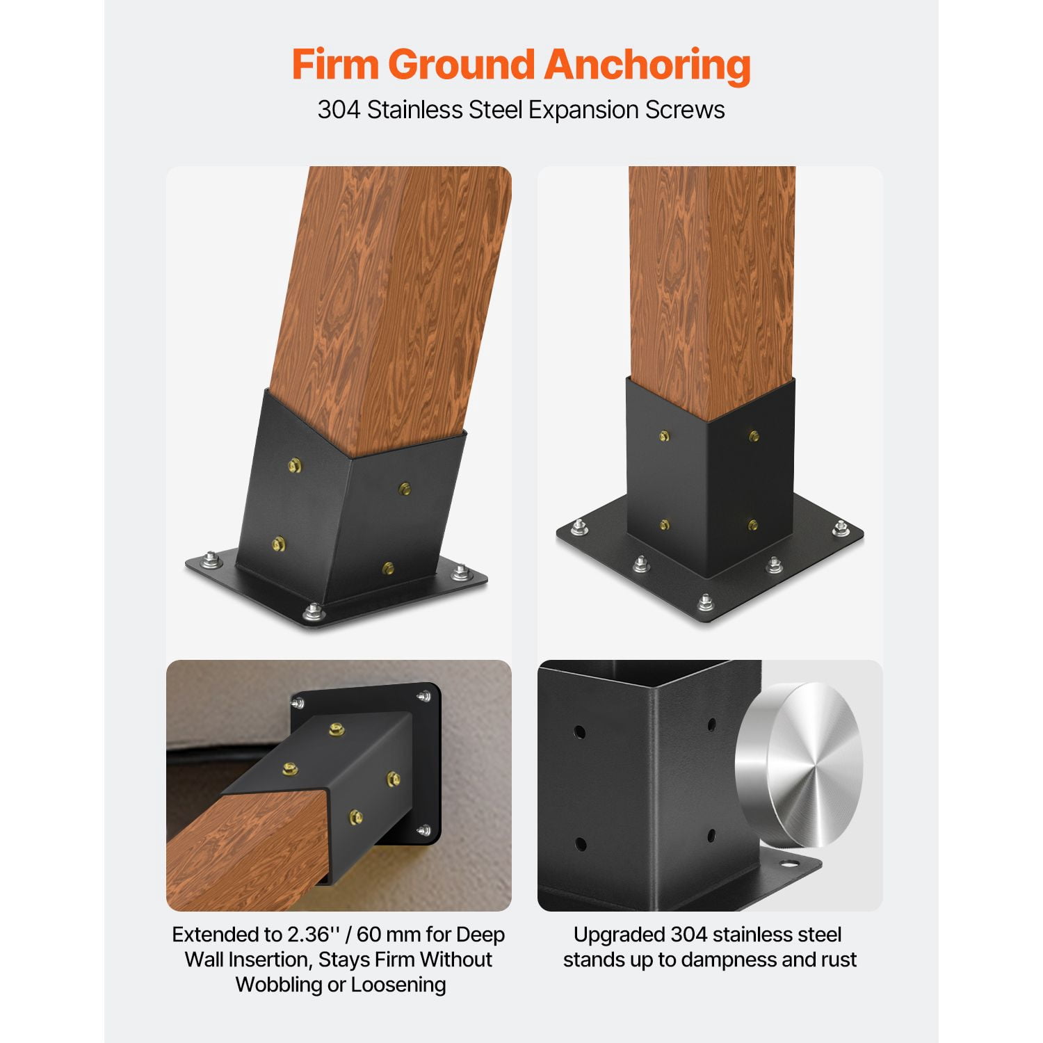 Pergola Kit, 4x4 Inch 4-Way Slanted Bracket for 3.5x3.5 Inch Wood Beams in Actual Size, Carbon Steel Pergola Bracket with Post Base and Wall Mount Base, for Outdoor Pergolas, Gazebos, Sheds
