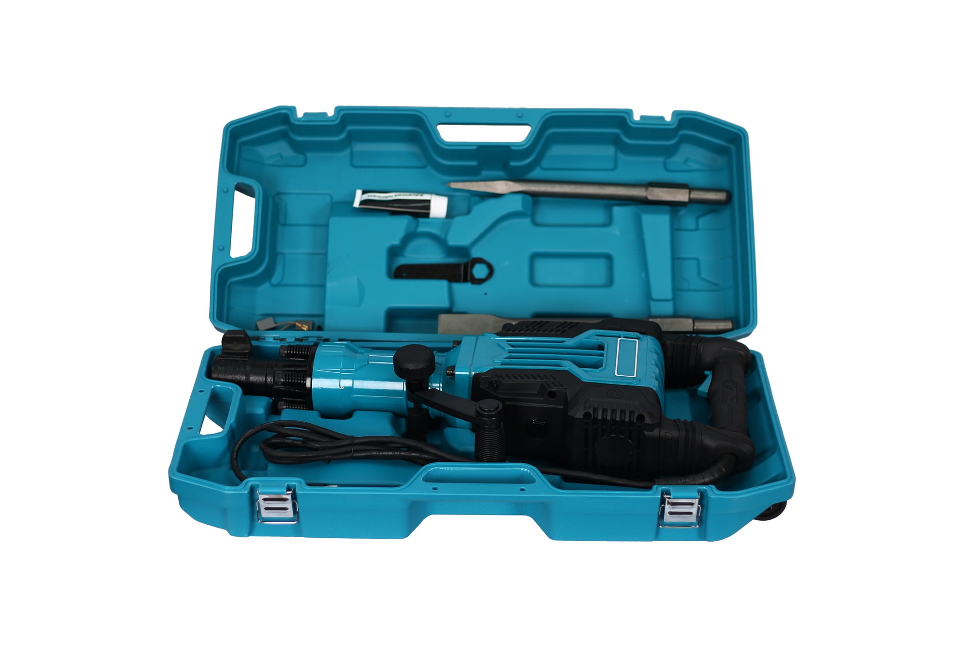 1700W 1900 BPM Electric Demolition Jack Hammer 1-1/8 Inch SDS-Hex Heavy Duty Concrete Pavement Breaker Drills Kit with Flat Chisel Bull Point Chisel for Trenching and Breaking, LJ3429