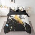 thumbnail image 2 of Castle Fairy Flying Butterflies Bedding Comforter Set,Abstract Feather Queen Bedding Sets, 2 of 8