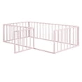 thumbnail image 3 of Twin Size Minimalist Metal Floor Bed Frame, Montessori Bed with Fence and Door, Low Children Bed for Boy & Girl,Pink, 3 of 7