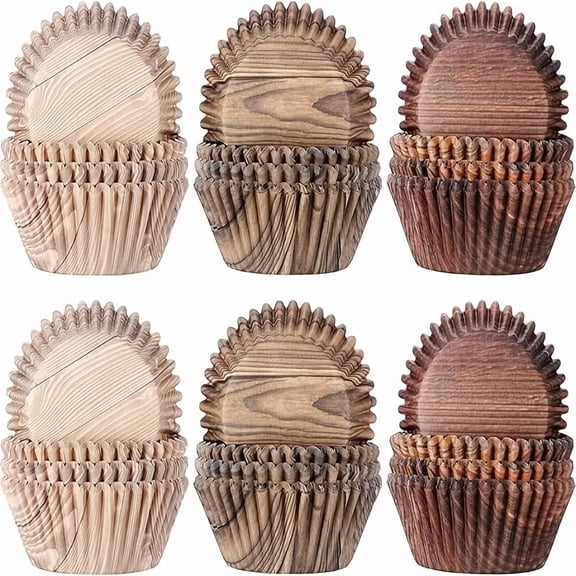 300pcs Cupcake Liners Cupcake Wrappers Woodland Animal Cupcake Cups Paper Muffin Baking Liners Holders For Bridal Showers Wedding Holiday Birthday Party Decorations (Woodgrain),A