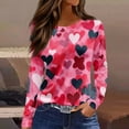 thumbnail image 2 of Garbnen Valentine Tops for Women Love Heart Print Crew Neck Long Sleeve Shirts Women Fashion Spring Summer Holiday Blouses for Women, 2 of 5