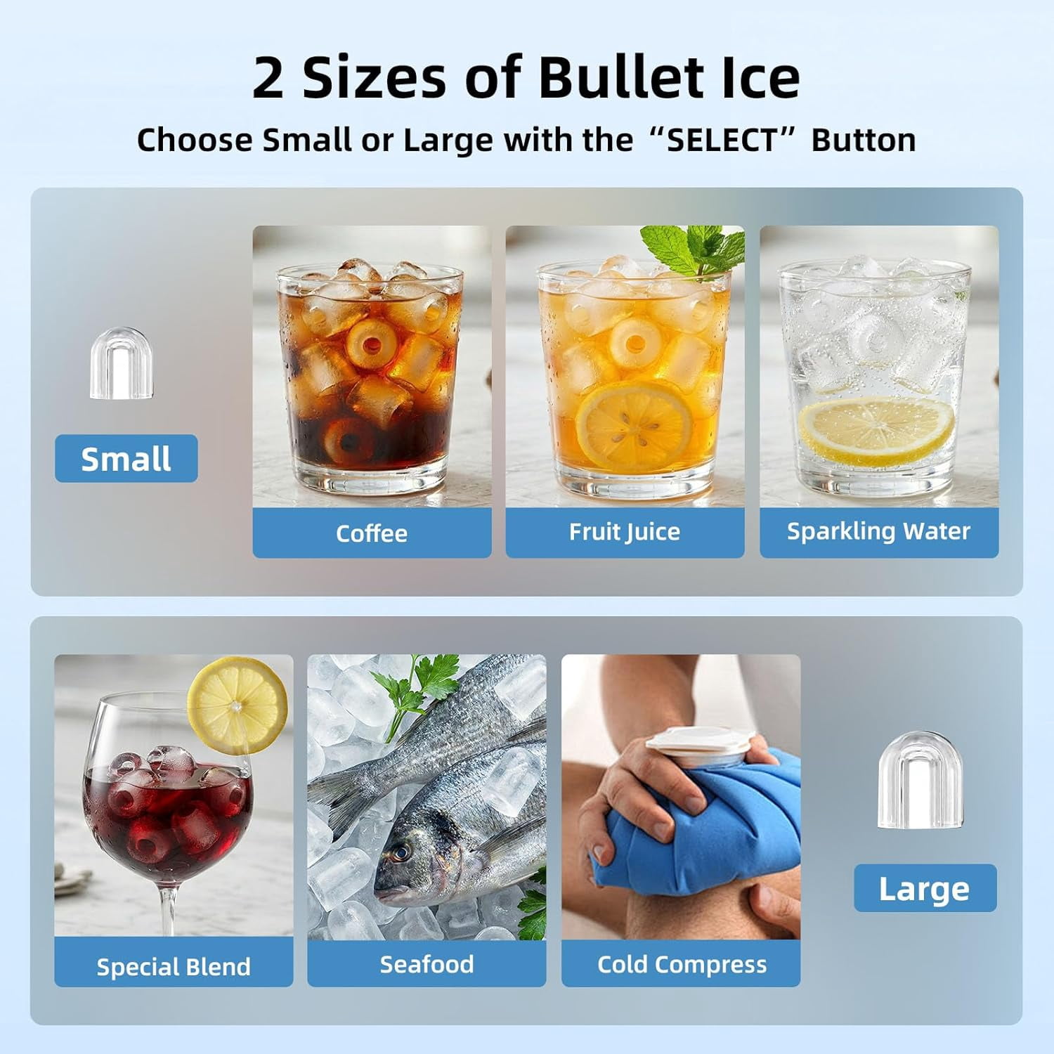 Havato Countertop Ice Makers ,  8 Cubes in 6 Mins, 26 lbs/24H,Portable Ice Machine with External 1.2L Large Water Tank, Self-Cleaning Quiet Compact,Steel