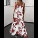 thumbnail image 5 of Vestido Maxi Bohemio de Verano con Tirantes Finos, Sin Mangas, Cuello en V, Floral, para Mujer, para Vacaciones, Rojo, Talla XL, 5 of 10