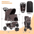 thumbnail image 3 of Magshion 3-Wheel Pet Stroller, Foldable Jogger for Small/Medium Dogs & Cats (33lb Max), Lightweight w/Breathable Mesh, Cup Holder & Basket, Coffee, 3 of 13