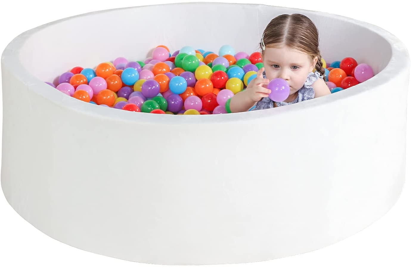 TrendBox 47inch Extra Large Memory Foam Ball Pit for Baby, Coral Fleece