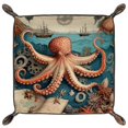 thumbnail image 2 of Jewelry Dish Trinket Tray Home Decor Wedding Gift for Her Small Ring Holder Vintage Map Book Octopus Flag, 16x16cm, 2 of 6