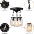 thumbnail image 4 of Lámpara colgante PUZHI HOME Mason Jar de 3 luces para cocina, 4 of 8