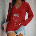 thumbnail image 2 of AherBiu Christmas Tops for Women Long Sleeve V Neck Printed Loose Comfy Basic Layer T Shirts Blouse, 2 of 5