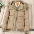 thumbnail image 2 of Stichou Womens Puffer Jacket Casual Zipper Padded Keep Warm Cold Protection Long Sleeve Parkas Winter Clothing for Women Khaki XL, 2 of 6