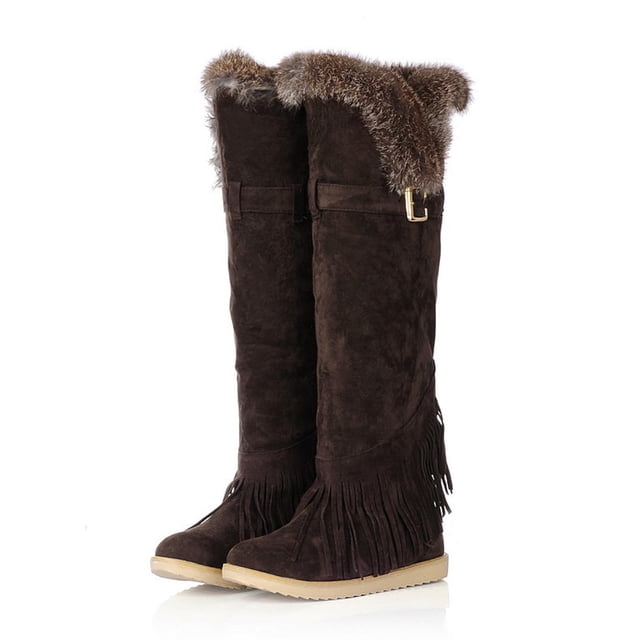 Botas largas para mujer Botas de nieve sin cordones en punta Botas de algodón de terciopelo Cálidos zapatos de algodón sólido Botas planas de caballero Wmkox8yii ghj1188