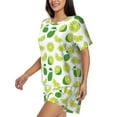 thumbnail image 3 of Womens Pajama Sets With Pocket, Cute Limes Green Leaves Lounge Sets Short Sleeve Sleepwear PJ Sets for Women, 3 of 6