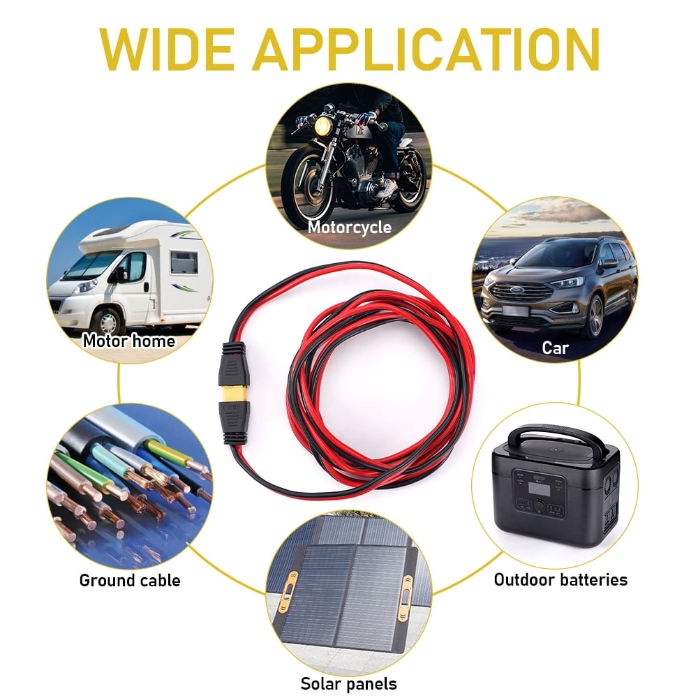 Hormy 12AWG 10FT XT60 Extension Cable, Female to Male Connector for RC Battery, Battery Pack, Solar Generator, Portable Power Station, Solar Panel