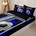 thumbnail image 3 of Castle Fairy Sport Soccer Print Zipper Full Size Comforter Sets with Fitted Sheet and 2 Pillowcases, Futuristic Letter T Zipper Bedding Set, Silver Black Blue,4pcs,Black Reversible, 3 of 6