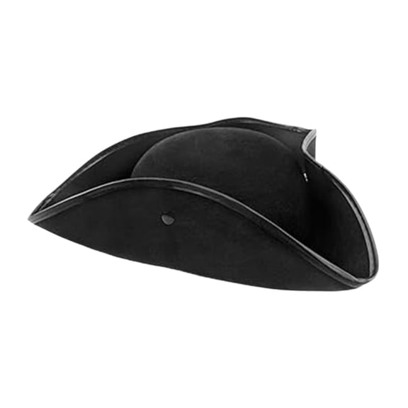 Milageto Black Tricorn Pirate Hats for Adults, Pirate Hat Men Womens Pirate Hat Halloween Cosplay Costume Accessory