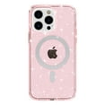 thumbnail image 2 of Allytech Magnetic Case for iPhone 14 Pro Glitter Clear for Women Girls, [Anti-Yellowing] Sparkle Bling Girly Cute Phone Case Compatible with MagSafe, Soft TPU Slim Thin Cover, Pink, 2 of 8