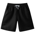 thumbnail image 4 of BXINGOHAI Men's Shorts Casual Summer Drawstring Elastic Waist Lightweight Beach Vacation Shorts with Pockets Black,L, 4 of 7