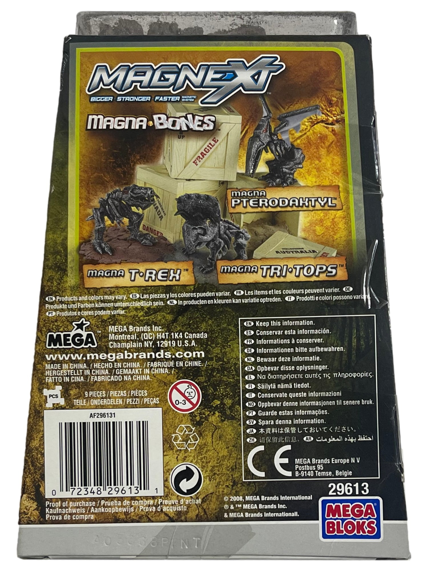 Mega Bloks Magnext Triceratops Magna Bones Tri-tops in Crate Set