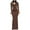 Brown, variant on IROINNID Maxi Dress for Women Buttocks Round-Neck Solid Slimming Long Sleeve Dress,Black